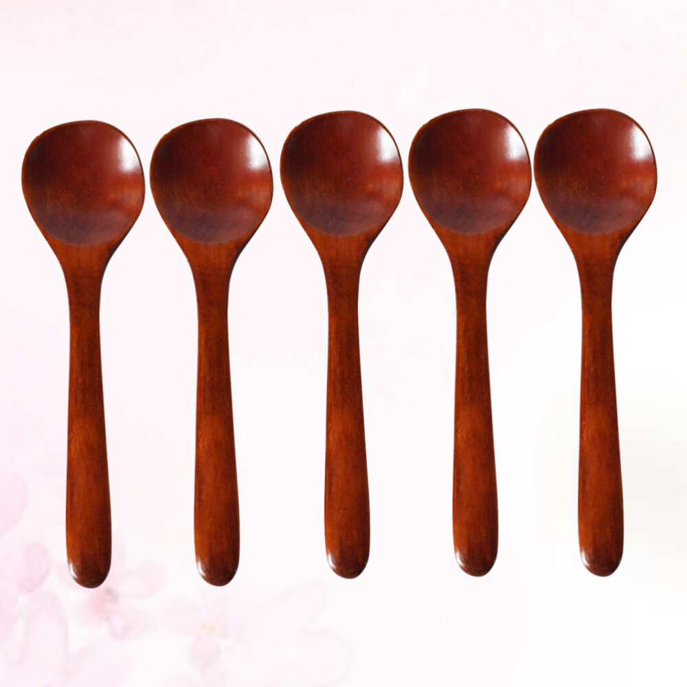 5pcs Small Wooden Spoons for Cooking Honey Tea Coffee Stirring Spoon Supply