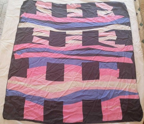 Balenciaga Seidenschal Damen Zubehör rosa grau & weiß abstrakter Schal - Bild 1 von 6