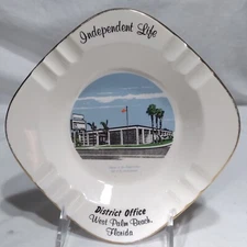 Vintage Ashtray 1960s West Palm Beach Florida Independent Life Ceramic
