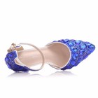 Plus Size Luxury Womens Rhinestone Pointed Toe High-heeled Sandals Wedding Shoes