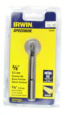 Irwin Speedbor 3/8'' Reduced Shank Forstner Drill Bit Brad Point Tip 42906