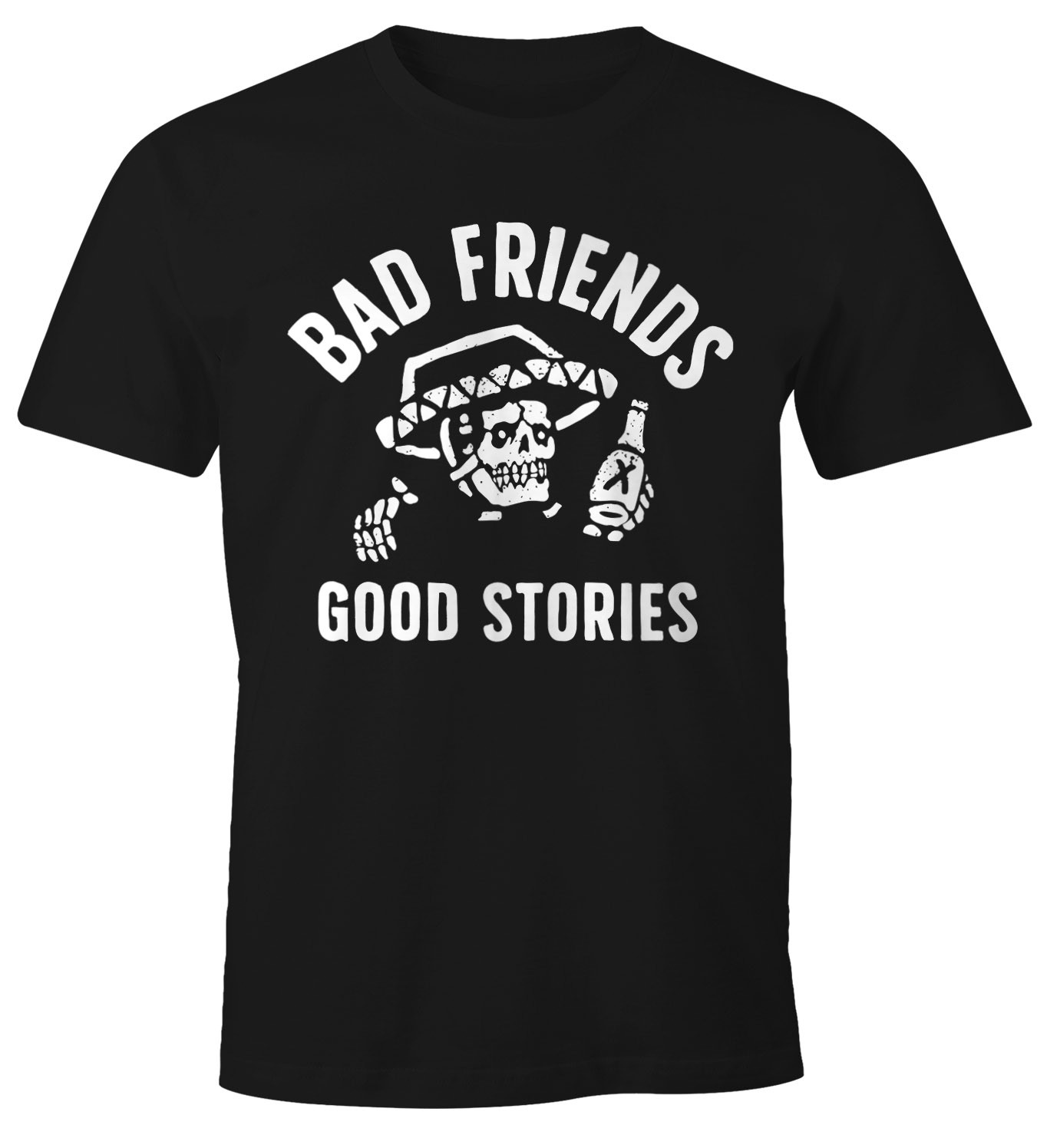 Herren T-Shirt Bad Friends Good Stories Bier Alkohol Party Fun-Shirt Bier