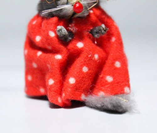 Vintage Original Fur Toys West Germany Dotted Night Dress Miniature Mouse - Picture 5 of 7