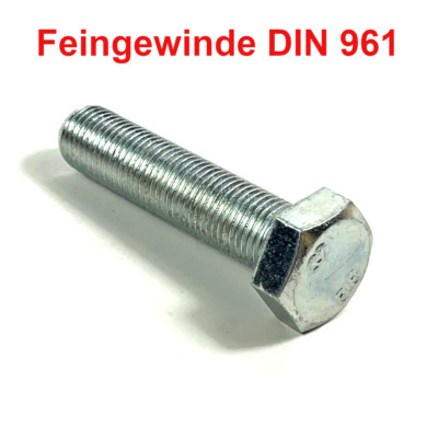 Hexagon screws fully threaded fine thread DIN 961 8.8 fine thread screws B