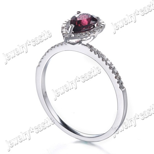 Solid 14k White Gold Engagement 7x5mm Pear Cut Tourmaline Diamond Ring Setting - 第 7/8 張圖片