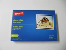 STAPLES PHOTO PLUS GLOSS PHOTO PAPER 4" X 6" 60 SHEETS