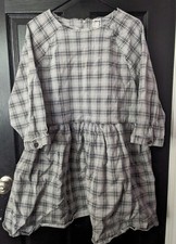 ASOS 14/18 Denim Plaid Gingham Gray Smock Dress Cotton Cottage EUC