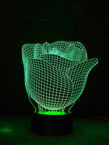originelle 3D LED-Lampe Rose Tischlampe Nachttischlampe Mehrfarbenlicht Wohnlich - Bild 3 von 8