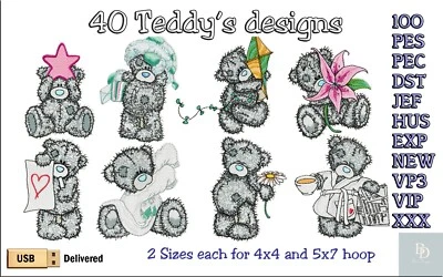 Machine Embroidery Designs - 40 TEDDY BEAR ME TO YOU - USB DELIVERED
