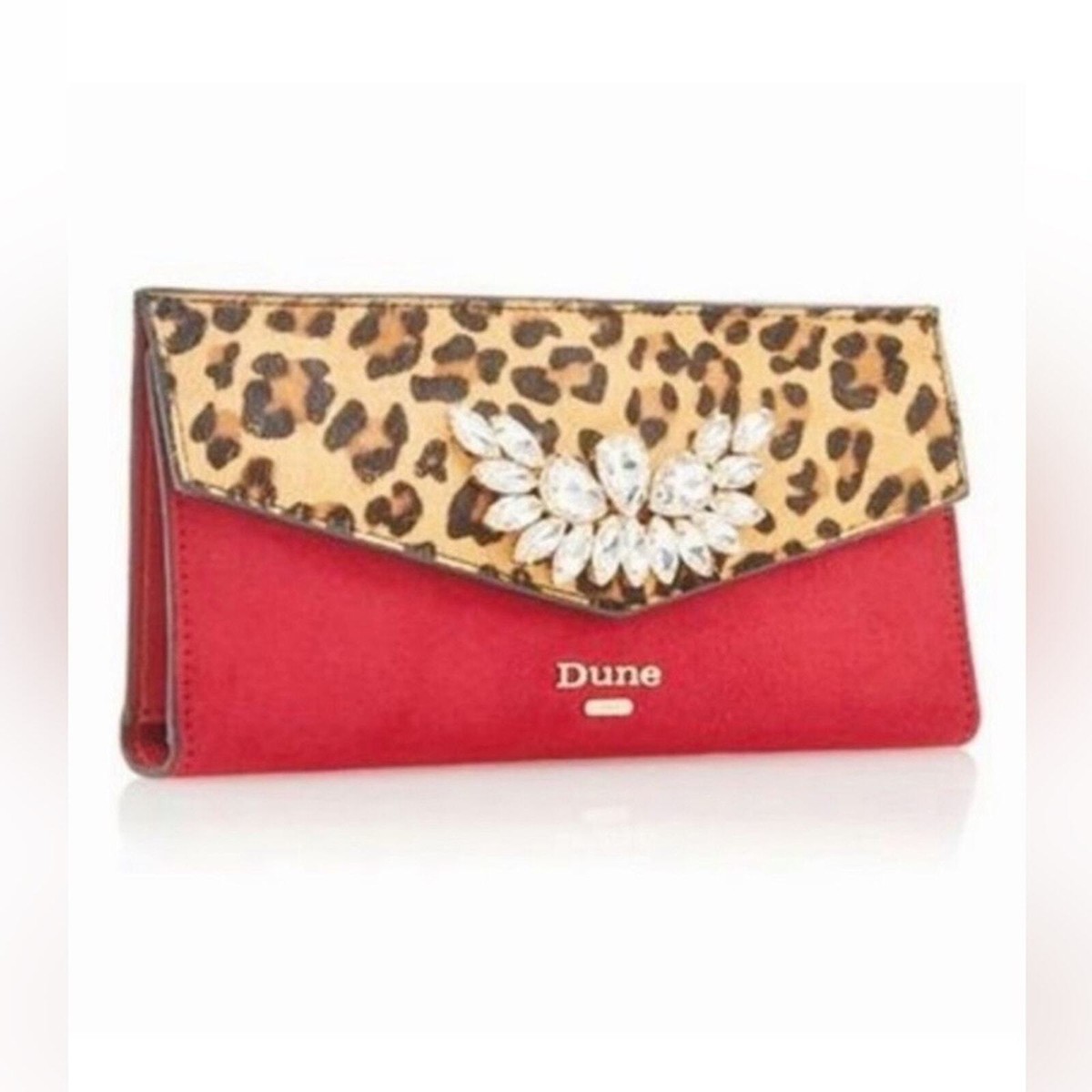 Dune Leopard Print/Red Wallet on Chain Bag UK
