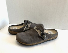 Earth Origins Eloise Women's Gray Suede Faux Fur Lined Clogs Comfort Shoe Sz 9.5