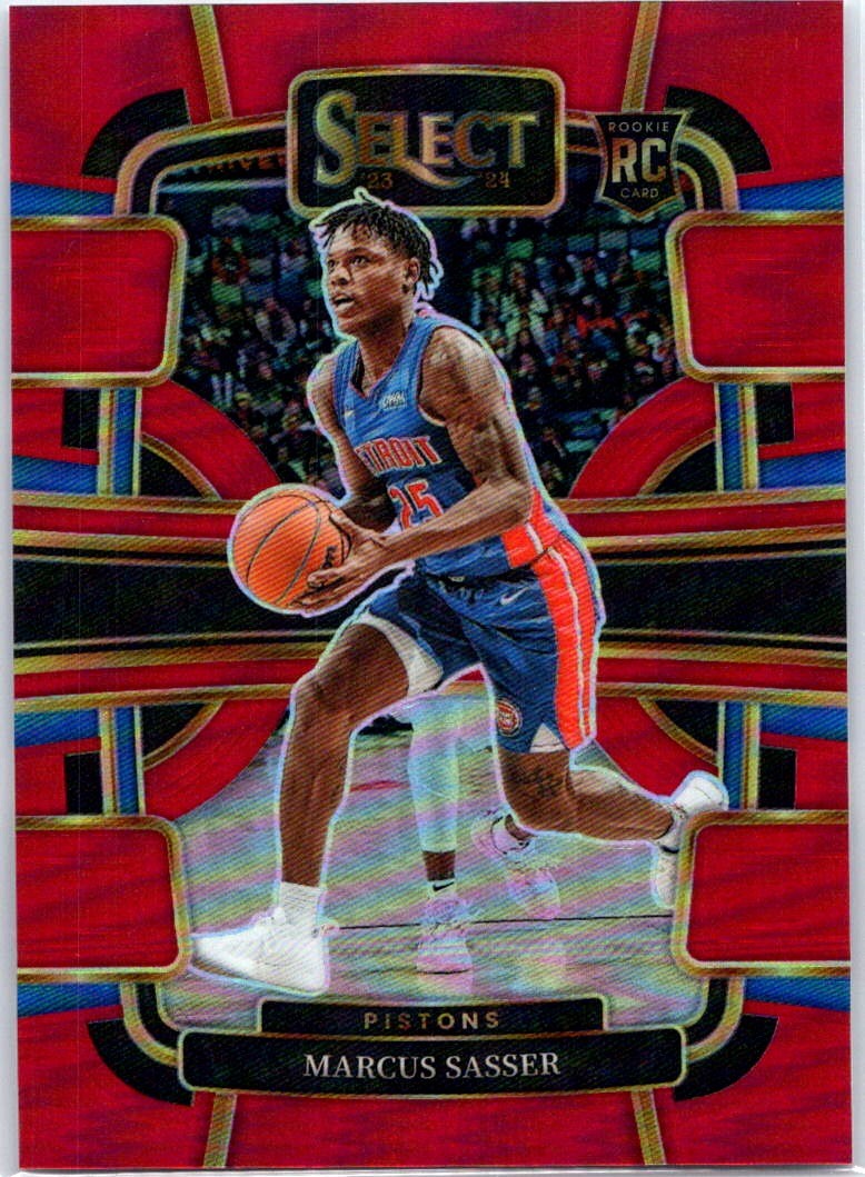 2023-24 Panini Select Red Prizms #70 Marcus Sasser #/199 Rookie Detroit Pistons