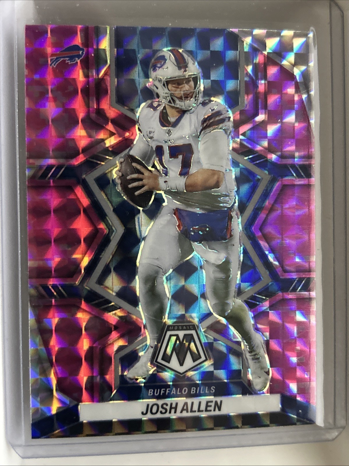 Josh Allen 2022 Panini Mosaic Camo Pink Prizm Parallel Buffalo Bills #20
