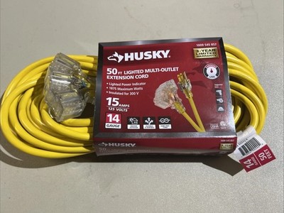 Husky 50ft Lighted Multi-Outlet Extension Cord New