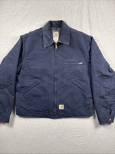 Rare Carhartt J209 Blanket Lined Firm Duck Detroit Jacket Navy USA LARGE
