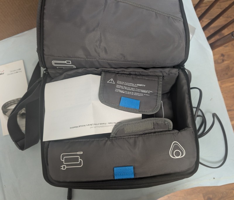 ResMed AirSense 10 CPAP Travel Bag, Power Cord, Water Reservoir, and extras