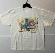VTG 1995 Size XL Hallmark Marjolein Bastin 'Blue Skies' Birds at Feeder T-Shirt