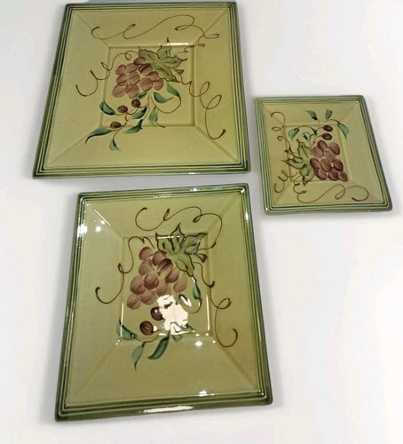 Faience Provencale Serving Plate Set 3 Graduated Hand Painted Poet-Laval France 