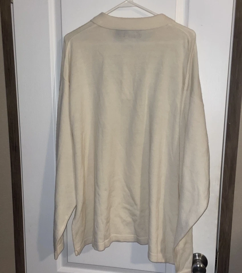 Vtg Sears Trader Bay merino Wool Blend Collared Cream Sweater Men’s Size 2XL NWT - Image 2 of 4