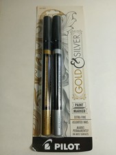 Pilot Gold and Silver Metallic Permanent Paint Markers, Extra Fine Point, 2/Pack