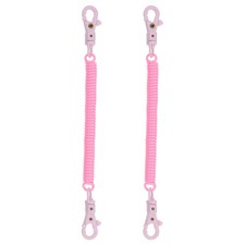 2pcs Retractable Coil Springs Keychain with Plastic Lobster Clasp, Pink