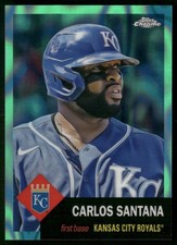 Carlos Santana 2022 Topps Chrome Platinum Anniversary #243 Aqua Lava /299 Royals