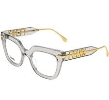Fendi Fendigraphy 50065 001 Gray Crystal Hobo Logo Eyeglasses   Authentic
