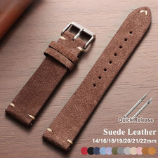 18 19 20 21 22 MM Soft Suede Leather Vintage Strap Watch Band Quick Release