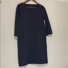 Garnet Hill Women’s Classic Navy Long Sleeve Knee Length Cotton Dress Sz 8
