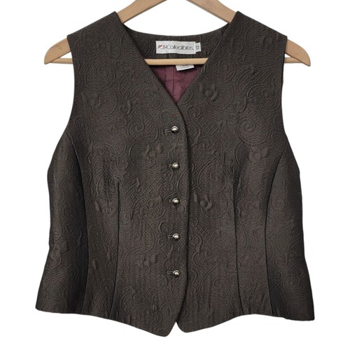 Vtg JH Collectibles Vest 12 Brown Steampunk Jacquard Paisley Victorian 90s y2k - Picture 1 of 11