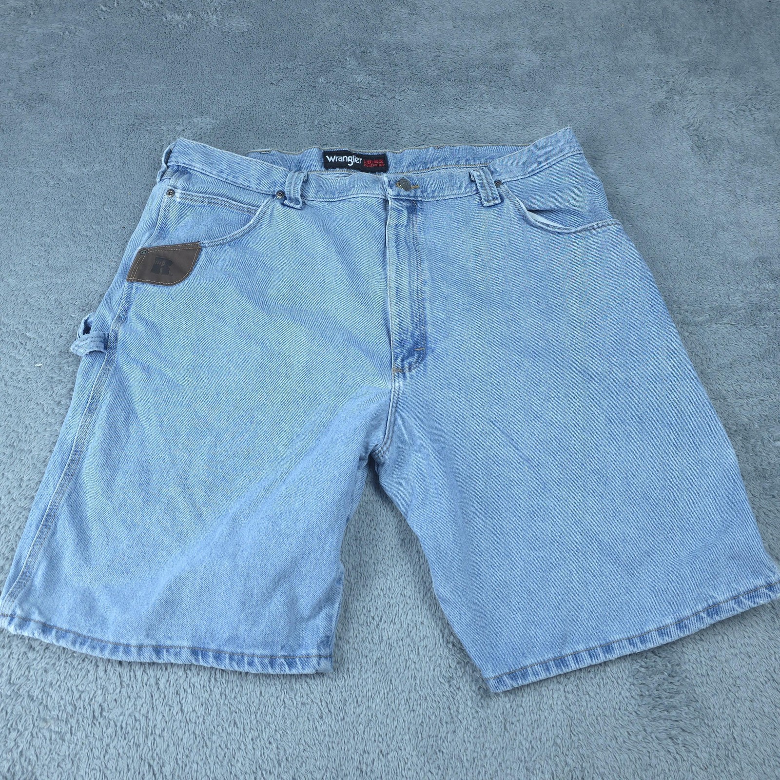 Wrangler RIGGS Workwear Shorts Mens 42 Blue Denim Cargo Carpenter Pockets