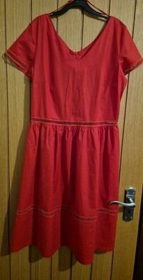 BNWOT Monnari Red Cool Light Summer Dress Sz 14/42 Perfect Holiday Wear FREEPOST