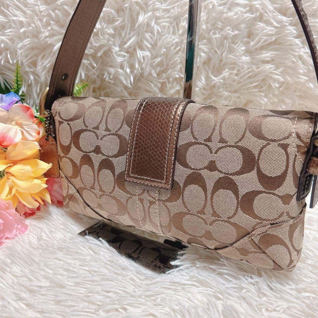 Coach Soho Python Logo Shoulder Bag Beige Brown U… - image 2