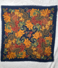 Vtg Paris Accessories Scarf Square Italy Rich Fall Colors Paisley Floral 34x34