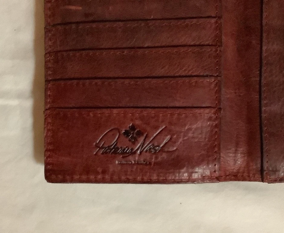 "Cartera Patricia Nash de cuero rojo/marrón con borla triple pliegue con Studs7,5x5,5""" Foto 4 de 4