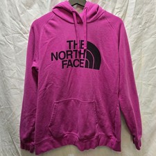 The North Face Womens Pullover Hoodie Sweatshirt Magenta Black Logo Large