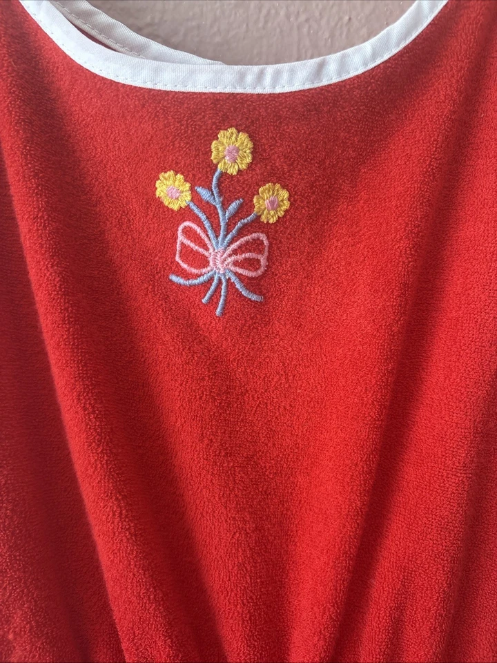 70s Red Terry Cloth Playsuit - Image 2 of 4