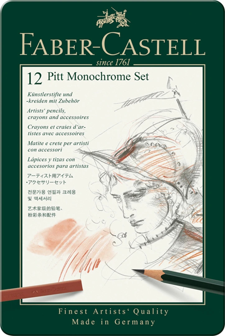 Faber-Castell Nero/Bianco Pastelli, Set Pitt Monocromatico (12X) - Immagine 2