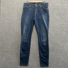 7 For All Mankind Jeans Women's Size 31 Blue Skinny Dark Wash Made In USA