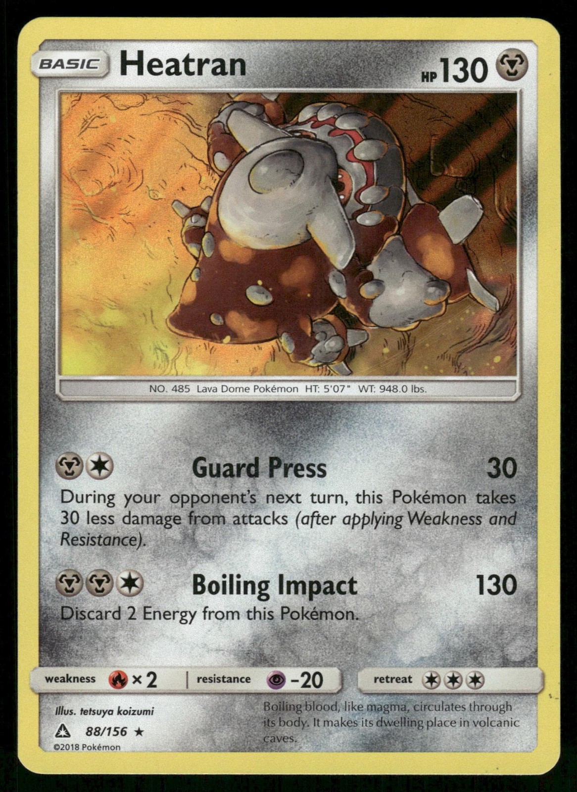 Heatran 88/156 Holo Rare Ultra Prism Pokemon Holo Lightly Played