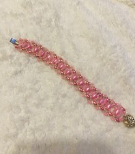 Beautiful Multi-Pink  Clear Glass Beaded Bracelet Is Great For All Occasions