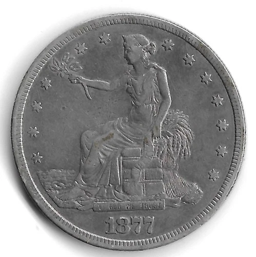 1877 S Trade Dollar VF/XF Silver $1 Coin 420 Grains .900 Fine