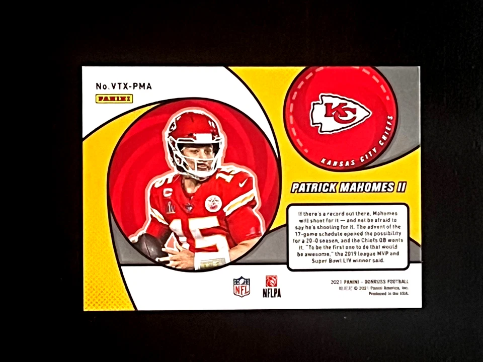 Patrick Mahomes II 2021 Donruss VORTEZ Holofoil Kansas City Chiefs #VTX-PMA - Image 2 of 3