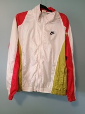 Retro Nike 80's 90's Zip Windbreaker M Colorblock Nylon Jacket Red Green- FLAW 