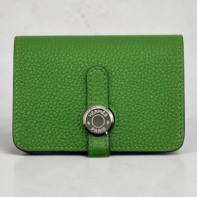 HERMES Dogon Card Case Fjord Vert Yucca Green B Stamp New Women's