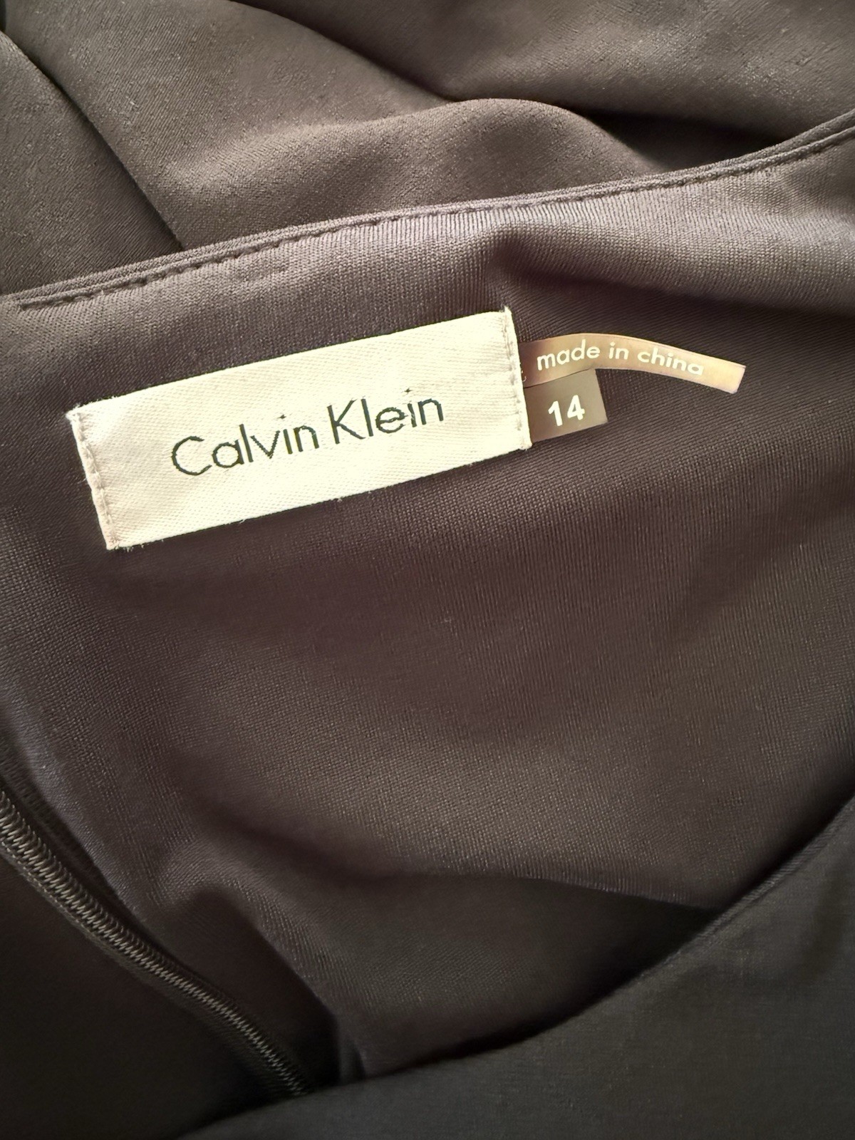 CALVIN KLEIN Solid Black Stretch Round Neck Ruche… - image 7