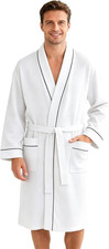 Men's Cotton Waffle Kimono Robe, Lightweight Soft Shower, Lounge Robes for Men