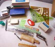 Vintage Drafting Tool Lot: Alvin Tru Angle, E...