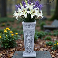 Robusto vaso cimitero in resina con punta e drenaggio adatto per uso esterno