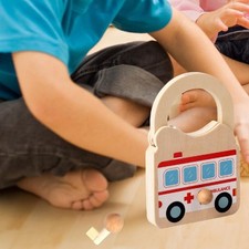 Kids Learning Lock and Key Car Toy Children Wooden Board Early Learning Tool